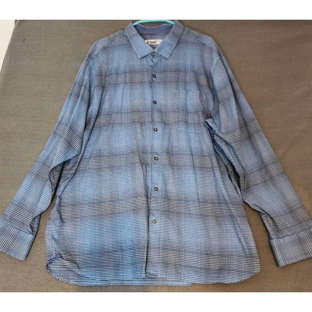 Tommy Bahama Mens Pima Cotton Long Sleeve Button Front Shirt Sz XXL Blue‎ Plaid